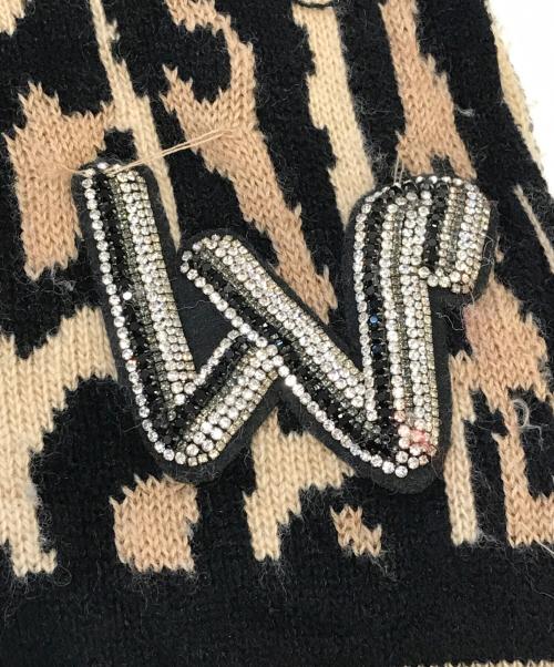 LOUIS VUITTON（ルイ ヴィトン）LOUIS VUITTON (ルイ ヴィトン) ラインストーン マフラー ベージュ×ブラックの古着・服飾アイテム