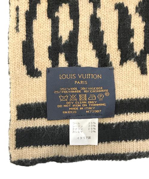 LOUIS VUITTON（ルイ ヴィトン）LOUIS VUITTON (ルイ ヴィトン) ラインストーン マフラー ベージュ×ブラックの古着・服飾アイテム