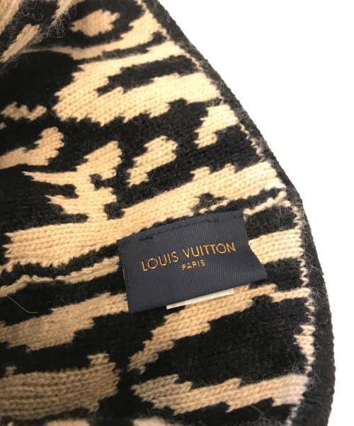 LOUIS VUITTON（ルイ ヴィトン）LOUIS VUITTON (ルイ ヴィトン) ラインストーン ニット帽 ブラック×ベージュ サイズ:表記なしの古着・服飾アイテム