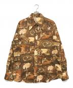VINTAGEヴィンテージ）の古着「総柄シャツ」｜ブラウン