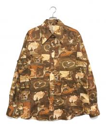 VINTAGE（ヴィンテージ）の古着「総柄シャツ」｜ブラウン