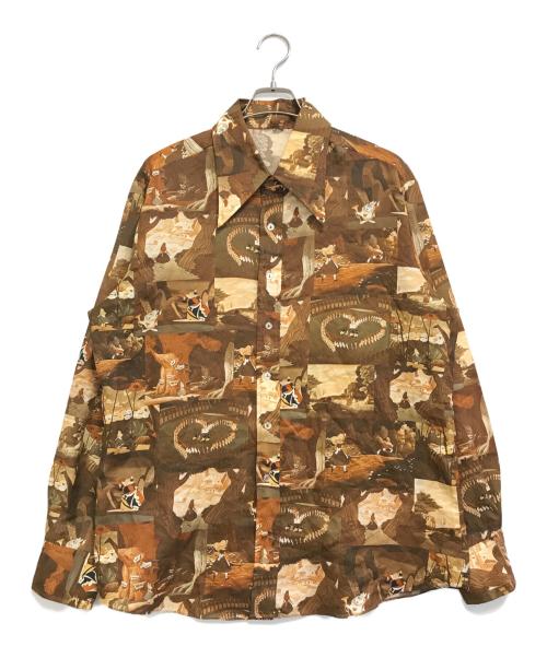VINTAGE（ヴィンテージ）VINTAGE (ヴィンテージ) 総柄シャツ ブラウン サイズ:不明の古着・服飾アイテム