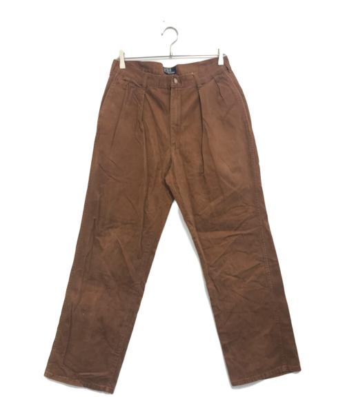 POLO RALPH LAUREN（ポロ・ラルフローレン）POLO RALPH LAUREN (ポロ・ラルフローレン) コットン2タックパンツ ブラウン サイズ:34/32の古着・服飾アイテム