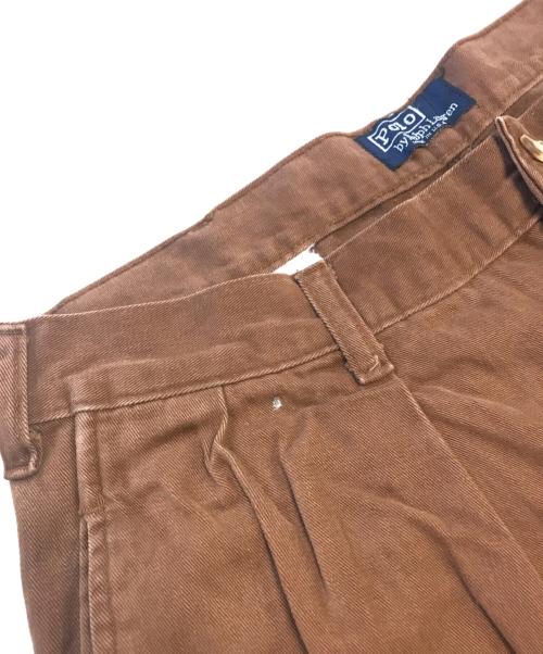 POLO RALPH LAUREN（ポロ・ラルフローレン）POLO RALPH LAUREN (ポロ・ラルフローレン) コットン2タックパンツ ブラウン サイズ:34/32の古着・服飾アイテム