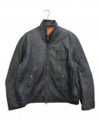 VINTAGE MILITARYヴィンテージ ミリタリー）の古着「FRENCH MILITARY(フランス軍) レザーパイロットジャケット」｜ブラック