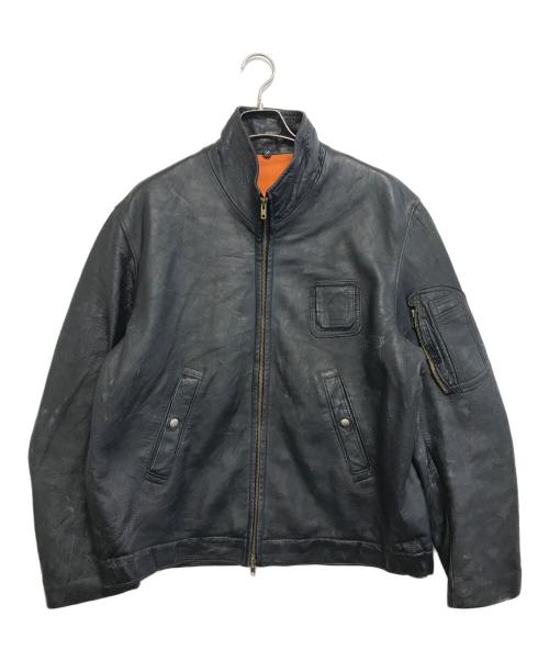 VINTAGE MILITARY（ヴィンテージ ミリタリー）VINTAGE MILITARY (ヴィンテージ ミリタリー) FRENCH MILITARY(フランス軍) レザーパイロットジャケット ブラック サイズ:表記なしの古着・服飾アイテム
