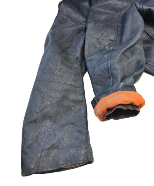 VINTAGE MILITARY（ヴィンテージ ミリタリー）VINTAGE MILITARY (ヴィンテージ ミリタリー) FRENCH MILITARY(フランス軍) レザーパイロットジャケット ブラック サイズ:表記なしの古着・服飾アイテム