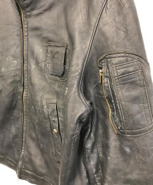 VINTAGE MILITARY（ヴィンテージ ミリタリー）VINTAGE MILITARY (ヴィンテージ ミリタリー) FRENCH MILITARY(フランス軍) レザーパイロットジャケット ブラック サイズ:表記なしの古着・服飾アイテム