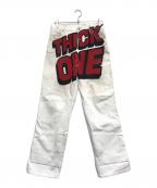 SKY HIGH FARM WORKWEARスカイハイファームワークウェア）の古着「英字プリントデニムパンツ」｜ホワイト