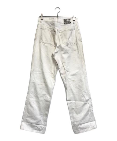 SKY HIGH FARM WORKWEAR（スカイハイファームワークウェア）SKY HIGH FARM WORKWEAR (スカイハイファームワークウェア) 英字プリントデニムパンツ ホワイト サイズ:Sの古着・服飾アイテム