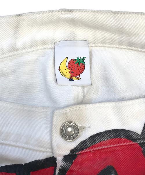 SKY HIGH FARM WORKWEAR（スカイハイファームワークウェア）SKY HIGH FARM WORKWEAR (スカイハイファームワークウェア) 英字プリントデニムパンツ ホワイト サイズ:Sの古着・服飾アイテム