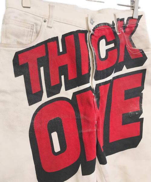 SKY HIGH FARM WORKWEAR（スカイハイファームワークウェア）SKY HIGH FARM WORKWEAR (スカイハイファームワークウェア) 英字プリントデニムパンツ ホワイト サイズ:Sの古着・服飾アイテム