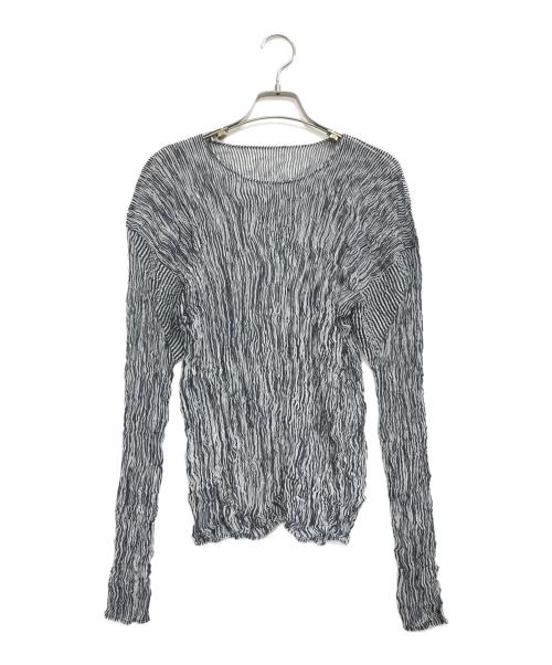 ISSEY MIYAKE（イッセイミヤケ）ISSEY MIYAKE (イッセイミヤケ) シワ加工プリーツカットソー ブラック サイズ:Mの古着・服飾アイテム