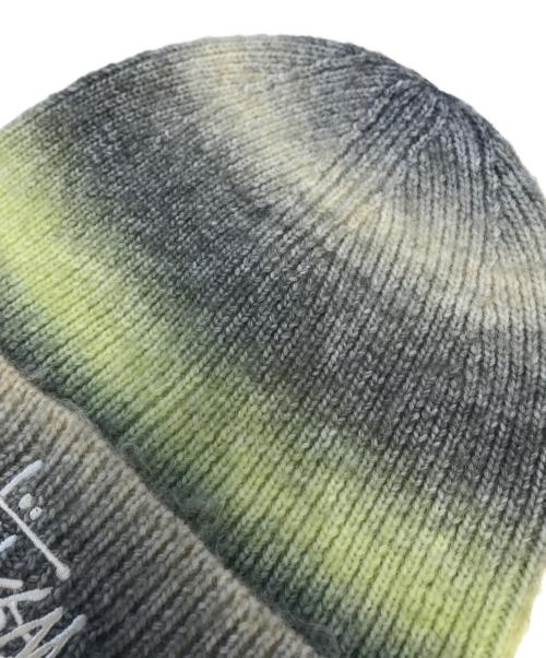 stussy（ステューシー）stussy (ステューシー) Spray Stripe Cuff Beanie イエロー×グレー サイズ:表記なしの古着・服飾アイテム