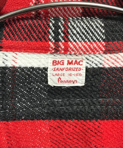 big mac（ビッグマック）BIG MAC (ビッグマック) 60'sチェックネルシャツ レッド サイズ:16-16 1/2の古着・服飾アイテム