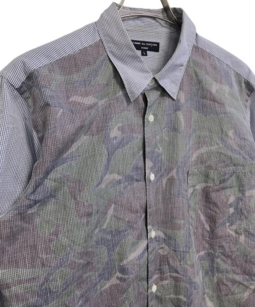 COMME des GARCONS HOMME（コムデギャルソン オム）COMME des GARCONS HOMME (コムデギャルソン オム) カモフラ切替シャツ スカイブルー サイズ:Lの古着・服飾アイテム