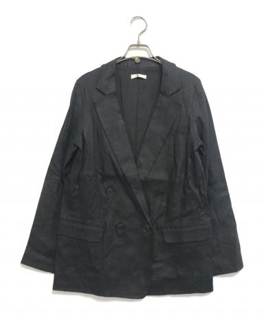 未使用品✨ラウンジドレス リネン ダブルジャケット テーラード 黒 フリー 中古・古着通販】Loungedress (ラウンジドレス) リネンダブル