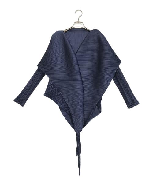 PLEATS PLEASE（プリーツプリーズ）PLEATS PLEASE (プリーツプリーズ) 変形プリーツカーディガン ネイビー サイズ:表記なしの古着・服飾アイテム