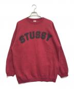 stussyステューシー）の古着「90s ロゴプリントスウェット」｜レッド