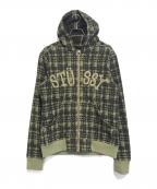 stussyステューシー）の古着「フリースジップパーカー」｜グリーン