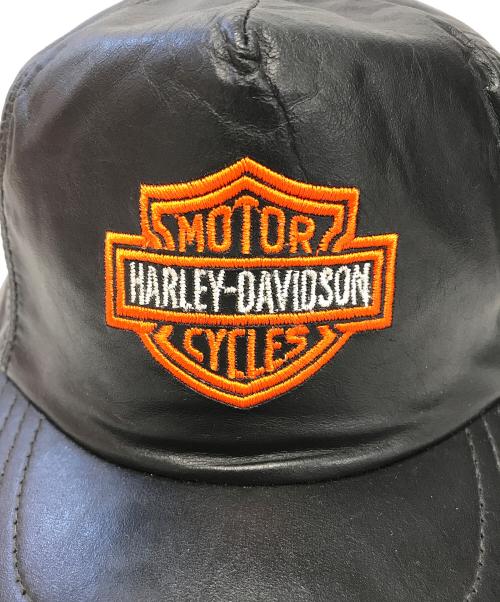 HARLEY-DAVIDSON（ハーレーダビッドソン）HARLEY-DAVIDSON (ハーレーダビッドソン) レザーキャップ ブラックの古着・服飾アイテム