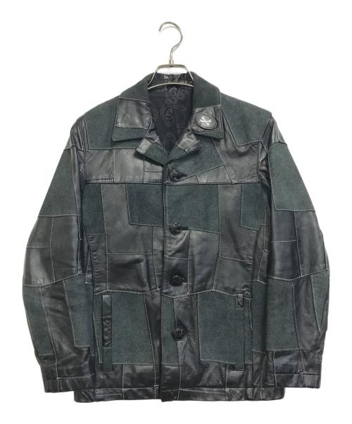 NEIGHBORHOOD（ネイバーフッド）NEIGHBORHOOD (ネイバーフッド) パッチワークレザージャケット ブラック サイズ:Sの古着・服飾アイテム