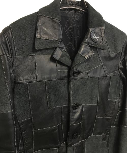 NEIGHBORHOOD（ネイバーフッド）NEIGHBORHOOD (ネイバーフッド) パッチワークレザージャケット ブラック サイズ:Sの古着・服飾アイテム