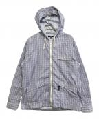 COMME des GARCONS HOMMEコムデギャルソン オム）の古着「ジップフードギンガムチェックシャツ」｜スカイブルー