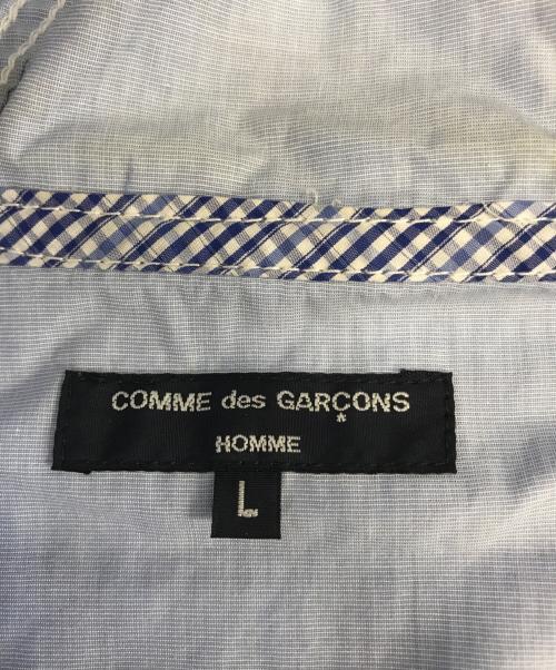 COMME des GARCONS HOMME（コムデギャルソン オム）COMME des GARCONS HOMME (コムデギャルソン オム) ジップフードギンガムチェックシャツ スカイブルー サイズ:Lの古着・服飾アイテム