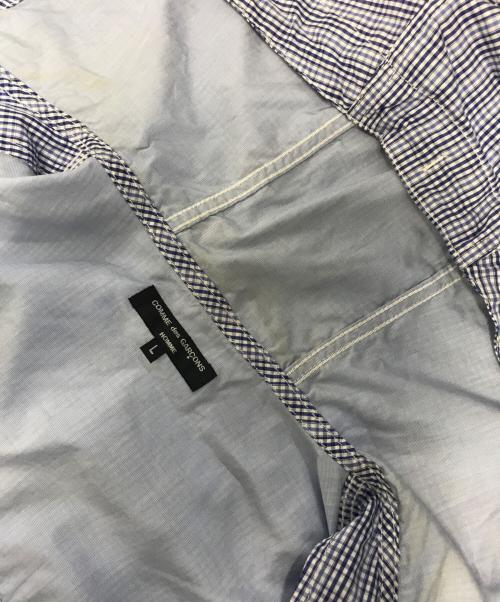 COMME des GARCONS HOMME（コムデギャルソン オム）COMME des GARCONS HOMME (コムデギャルソン オム) ジップフードギンガムチェックシャツ スカイブルー サイズ:Lの古着・服飾アイテム