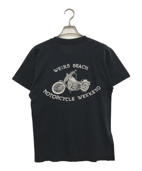 モーターTシャツ（モーターTシャツ）モーターTシャツ (モーターTシャツ) 80s LACONIA CLASSIC(ラコニア・クラシック) モーターサイクルTシャツ ブラック サイズ:Ｍの古着・服飾アイテム