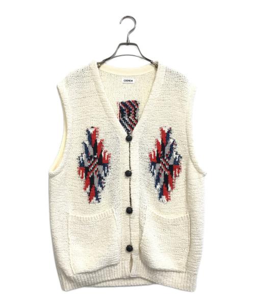 Coohem（コーヘン）Coohem (コーヘン) チマヨツイードニットベスト ホワイト サイズ:Lの古着・服飾アイテム