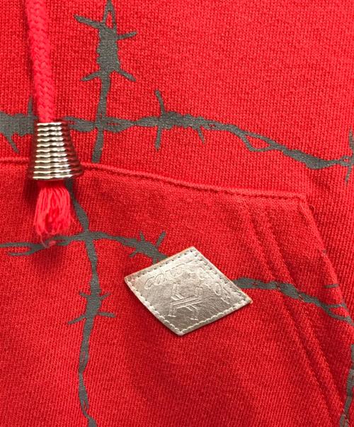 el conductor H（コンダクター）el conductor H (コンダクター) 有刺鉄線プリントパーカー レッド サイズ:4の古着・服飾アイテム