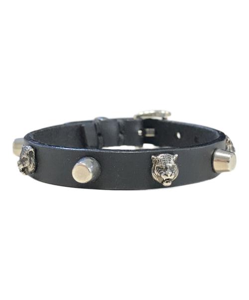 GUCCI（グッチ）GUCCI (グッチ) キャットヘッドブレスレット ブラック サイズ:Sの古着・服飾アイテム