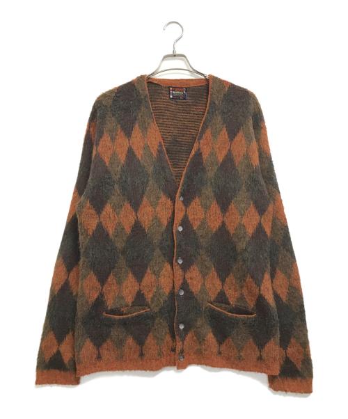 McGREGOR（マクレガー）McGREGOR (マクレガー) アーガイルチェックアクリルカーディガン ブラウン サイズ:XLの古着・服飾アイテム