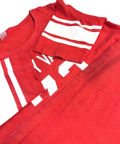 Champion（チャンピオン）Champion (チャンピオン) ナンバリングフットボールTシャツ レッド サイズ:Ｌの古着・服飾アイテム