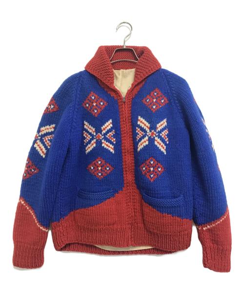 VINTAGE（ヴィンテージ）VINTAGE (ヴィンテージ) カウチンニットカーディガン ブルー サイズ:表記なしの古着・服飾アイテム