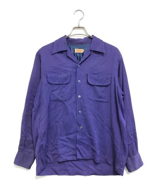 TOWN CRAFT（タウンクラフト）TOWN CRAFT (タウンクラフト) レーヨンアセテートオープンカラーシャツ パープル サイズ:Ｍの古着・服飾アイテム