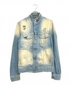 DOLCE & GABBANAドルチェ＆ガッバーナ）の古着「ダメージ加工スタンドカラーデニムジャケット」｜インディゴ