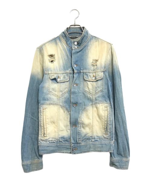 DOLCE & GABBANA（ドルチェ＆ガッバーナ）DOLCE & GABBANA (ドルチェ＆ガッバーナ) ダメージ加工スタンドカラーデニムジャケット インディゴ サイズ:44の古着・服飾アイテム
