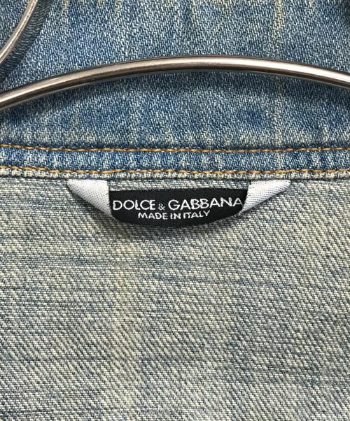 DOLCE & GABBANA（ドルチェ＆ガッバーナ）DOLCE & GABBANA (ドルチェ＆ガッバーナ) ダメージ加工スタンドカラーデニムジャケット インディゴ サイズ:44の古着・服飾アイテム