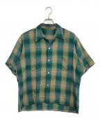 VINTAGEヴィンテージ）の古着「オープンカラーチェックシャツ」｜グリーン