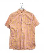 COMME des GARCONS HOMMEコムデギャルソン オム）の古着「半袖BDチェックシャツ」｜オレンジ