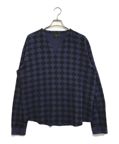 taiga igari（タイガイガリ）taiga igari (タイガイガリ) TILE CHECKER THERMAL ネイビー サイズ:Ⅼの古着・服飾アイテム