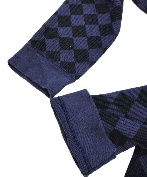 taiga igari（タイガイガリ）taiga igari (タイガイガリ) TILE CHECKER THERMAL ネイビー サイズ:Ⅼの古着・服飾アイテム