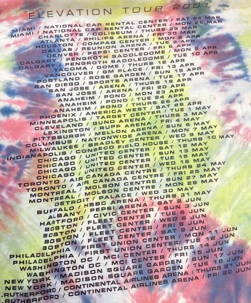 バンドTシャツ（バンドTシャツ）バンドTシャツ (バンドTシャツ) 00s U2(ユーツー) バンドTシャツ マルチカラー サイズ:XXLの古着・服飾アイテム