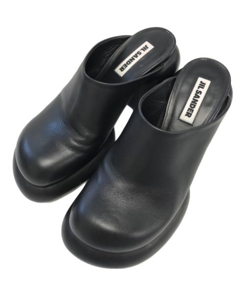 JIL SANDER（ジルサンダー）JIL SANDER (ジルサンダー) ブロックヒールサンダル ブラック サイズ:37の古着・服飾アイテム