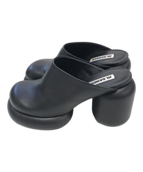 JIL SANDER（ジルサンダー）JIL SANDER (ジルサンダー) ブロックヒールサンダル ブラック サイズ:37の古着・服飾アイテム