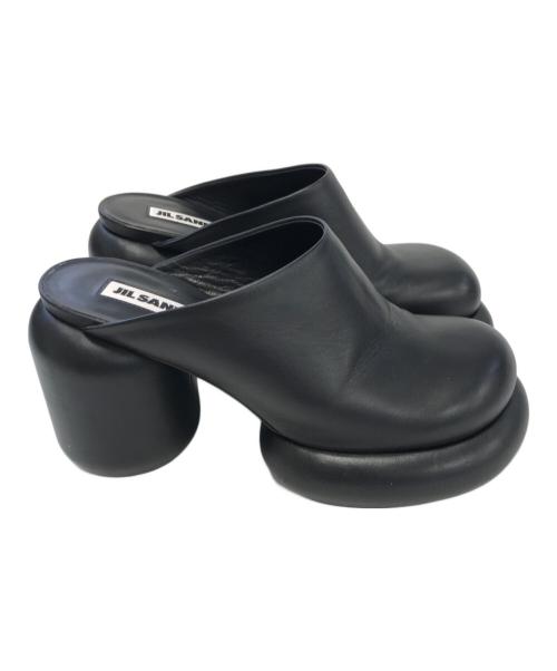 JIL SANDER（ジルサンダー）JIL SANDER (ジルサンダー) ブロックヒールサンダル ブラック サイズ:37の古着・服飾アイテム