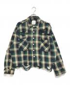 DANKE SCHONダンケ シェーン）の古着「ダメージ加工チャックシャツ」｜グリーン